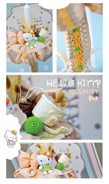 Lumanare de botez pentru fetite cu Hello Kitty, 65x4cm, Country Kitty  4